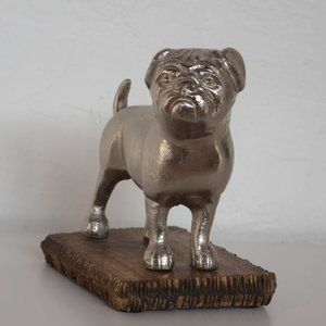 Aluminum Crafted Figure of Pug Dog 7 1/4” Tall